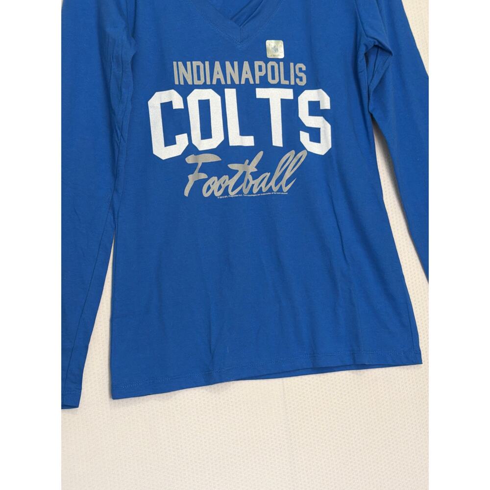Indianapolis Colts NFL Long Sleeve V Neck T Shirt Blue Women M 100% Cotton NWOT - Picture 3 of 8